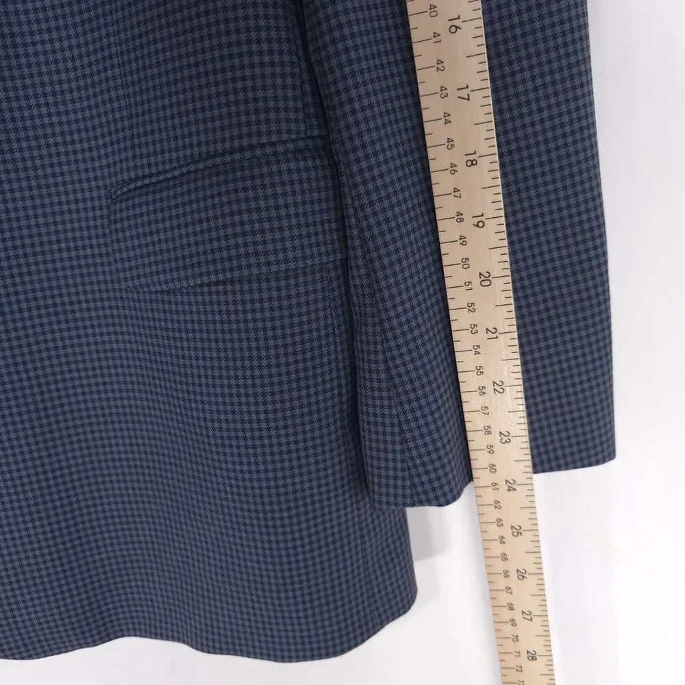 BROOKS BROTHERS 346 Mens Fitzgerald Fit Blue Check‎ Wool Sport Coat Blazer 44R